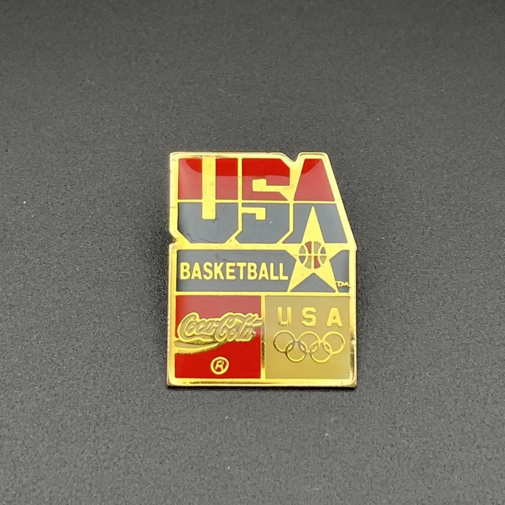 Vintage‎ Olympic Games Coca-Cola Coke Team USA Basketball Lapel Hat Pin